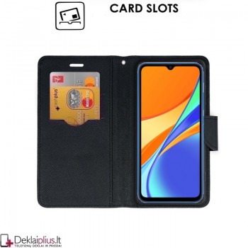 Atverčiamas dėklas su skyreliais - auksinės spalvos (Xiaomi Redmi 9C) Atverčiamas dėklas su skyreliais - auksinės spalvos (Xiaomi Redmi 9C)